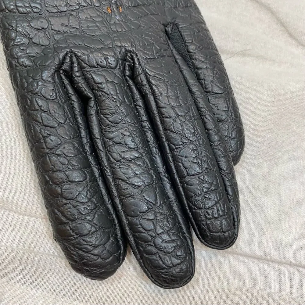 Vintage New With Tags Snuggler by Aris Black‎ Faux Leather Gloves Size Large